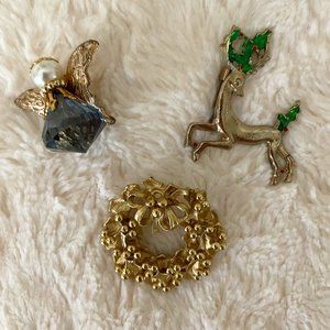 PRICE DROP - Vintage Christmas ornamental brooches